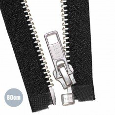 Metal Divisible Zipper YKK Black (580) 80CM Nickel