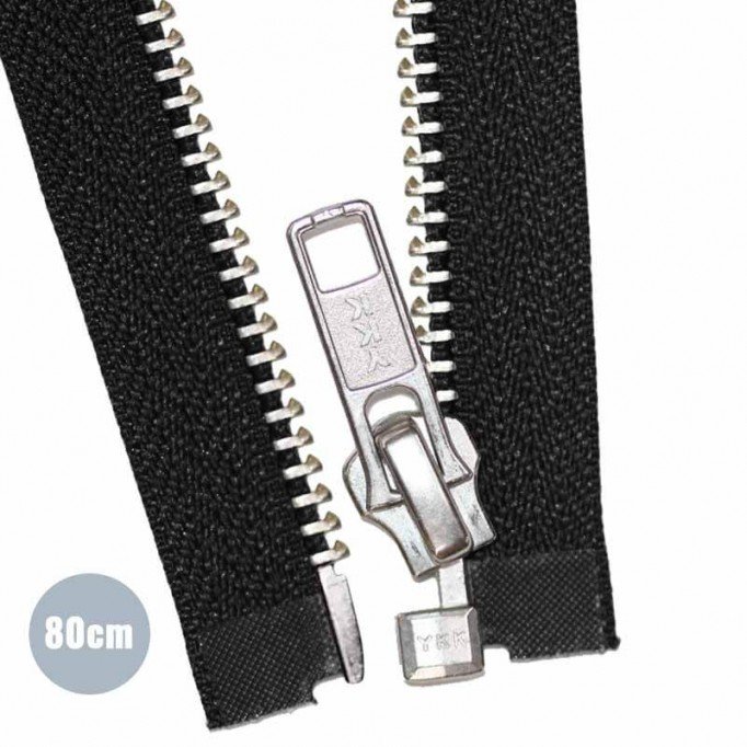 Metal Divisible Zipper YKK Black 80CM Nickel - (Zippers YKK)
