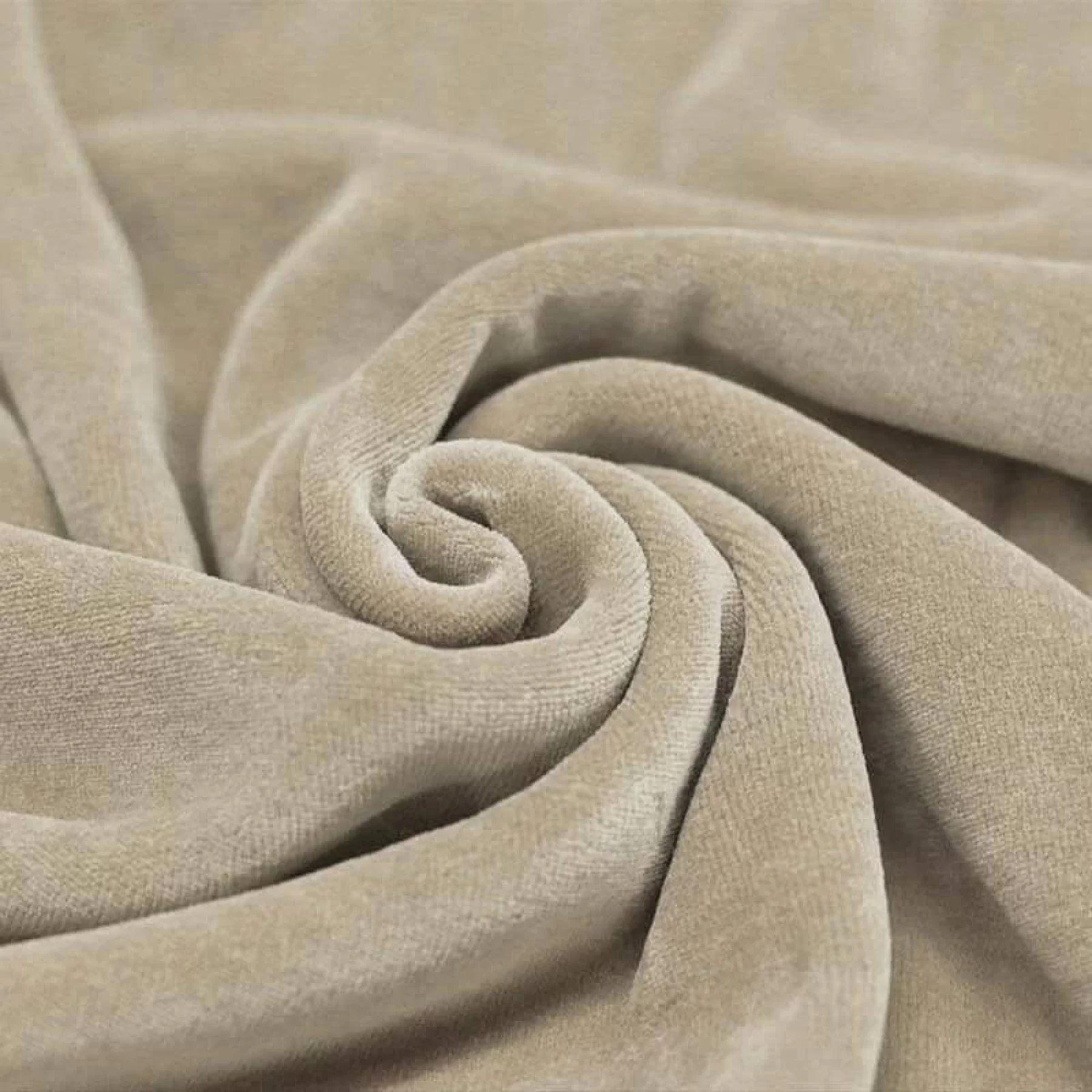 Beige Rib Velour Nicky Velour Fabric Dark Beige