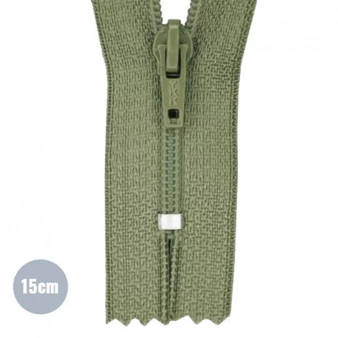 Rits YKK Olijf 15CM Nylon Niet Deelbaar - (Niet Deelbare Nylon Ritsen YKK)