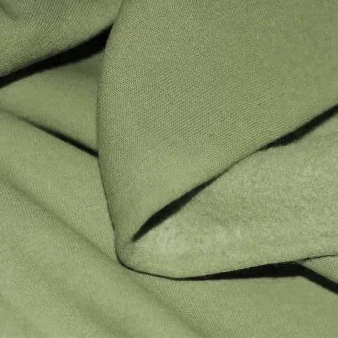 Tessuto Felpa Cotone Oliva - (Tessuti Felpa Cotone (Rovescio Garzato) )