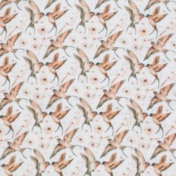 Double Gauze Fabric Digital Print - Swallow Kiss Ecru