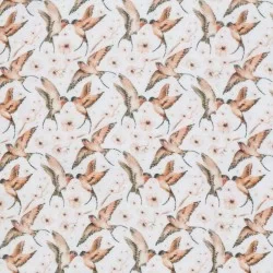 Double Gauze Fabric Digital Print - Swallow Kiss Ecru Double Gauze Fabric Digital Print - Swallow Kiss Ecru