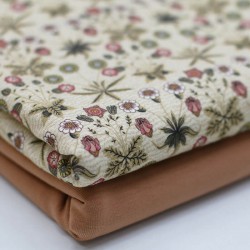 Jersey Cotton Fabric Digital Print - Retro Vibes Beige