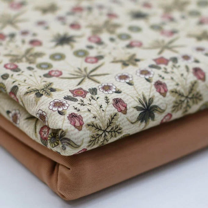Jersey Katoen Digitale Print - Retro Vibes Beige Jersey Katoen Digitale Print - Retro Vibes Beige - (Jersey Katoen Digitale Print)