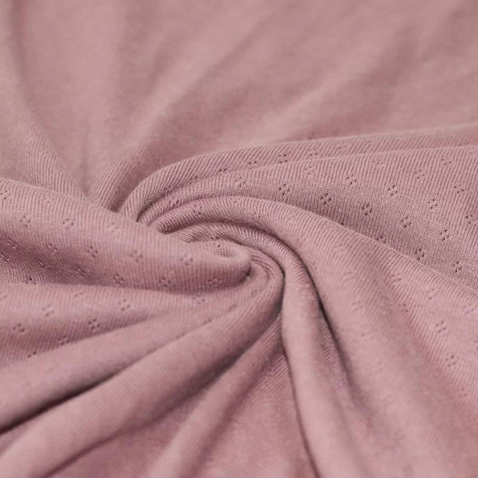 Pointoille Bomuldsjersey Stof (Mini) Gammel Pink - (Jerseystoffer)