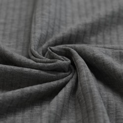 Tessuto Jersey Di Cotone a Coste Grande Grigio Scuro Melange