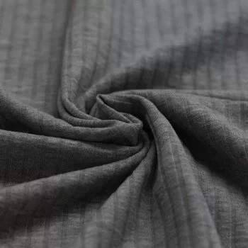 Wide Drop Needle Rib Fabric Dark Grey Melange Wide Drop Needle Rib Fabric Dark Grey Melange
