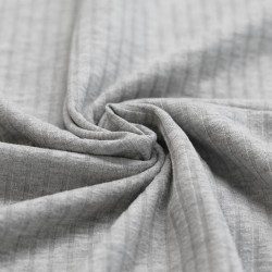 Tessuto Jersey Di Cotone a Coste Grande Grigio Chiaro Melange