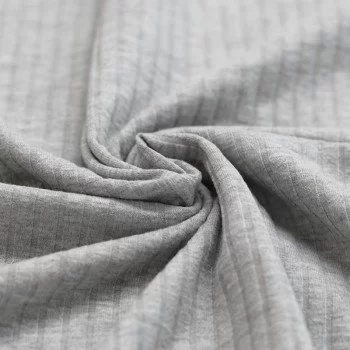 Wide Drop Needle Rib Fabric Light Grey Melange Wide Drop Needle Rib Fabric Light Grey Melange