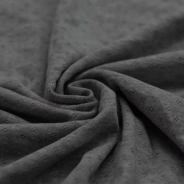 Pointoille Feinstrickjersey Stoff (Mini) Dunkelgrau Melange - (Jersey Stoffe)