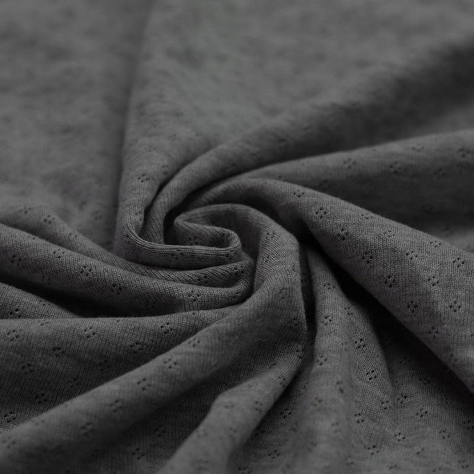 Pointelle Cotton Jersey Fabric (Mini) Dark Grey Melange - (Jersey Fabrics)