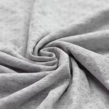 Pointelle Cotton Jersey Fabric (Mini) Light Grey Melange