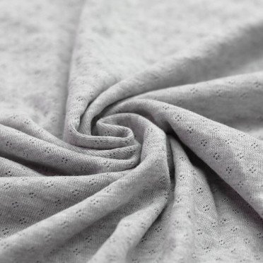 Pointelle Cotton Jersey Fabric (Mini) Light Grey Melange - (Jersey Fabrics)
