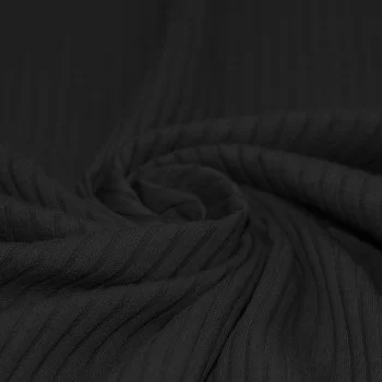 Wide Drop Needle Rib Fabric Black Wide Drop Needle Rib Fabric Black