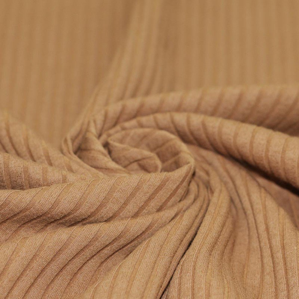 Tissu Maille Tricot à Grosses Cotes Chameau