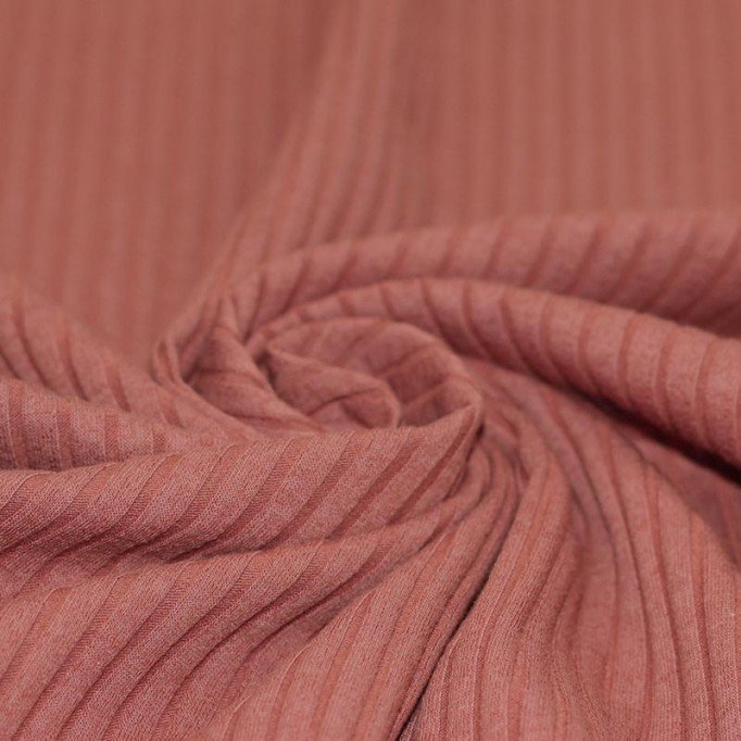 Tissu Maille Tricot à Grosses Cotes Rose Argile - (Tissus Jersey)