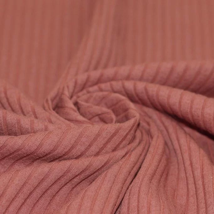 Brede Rib Jersey Stof Klei Roze - (Jersey Stoffen)