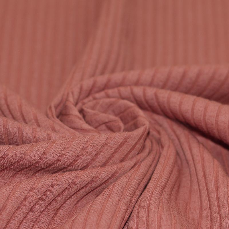 Brede Rib Jersey Stof Klei Roze