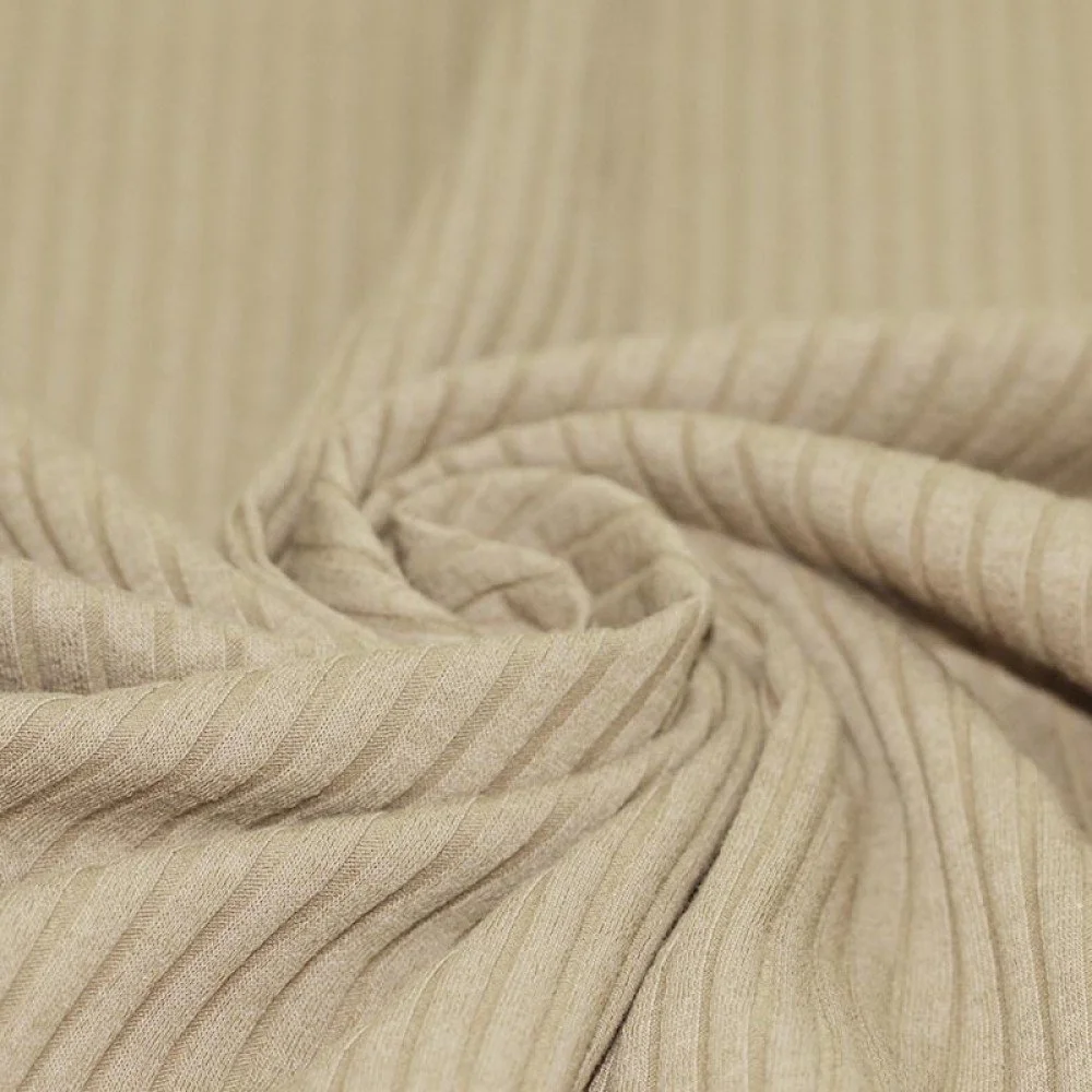 Wide Drop Needle Rib Fabric Dark Beige 