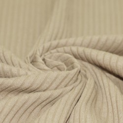 Tissu Maille Tricot à Grosses Cotes Beige Foncé