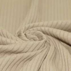 Tessuto Jersey Di Cotone a Coste Grande Beige Scuro Tessuto Jersey Di Cotone a Coste Grande Beige Scuro