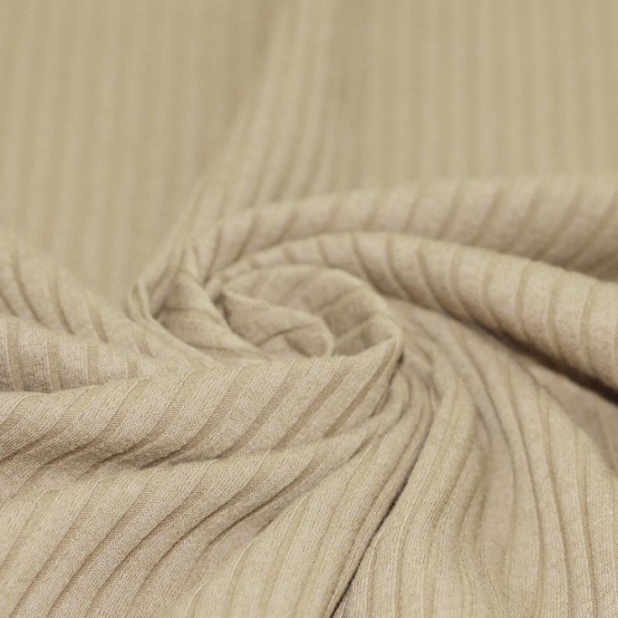 Brede Rib Jersey Stof Donker Beige - (Jersey Stoffen)