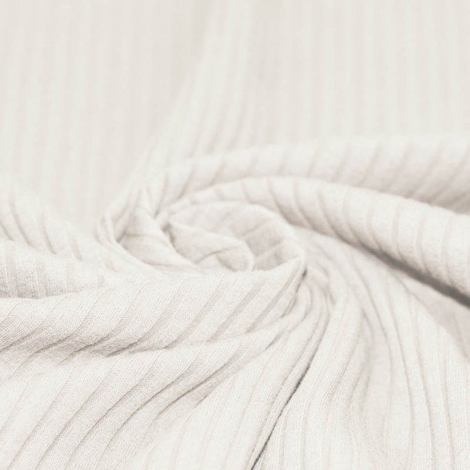 Wide Drop Needle Rib Fabric Ecru - (Jersey Fabrics)