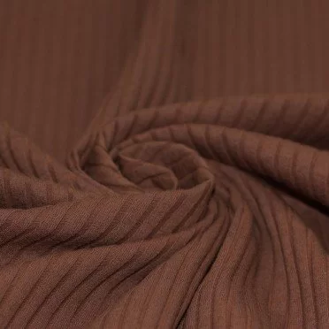 Tessuto Jersey Di Cotone a Coste Grande Marrone Chiaro - (Jersey Tessuti)