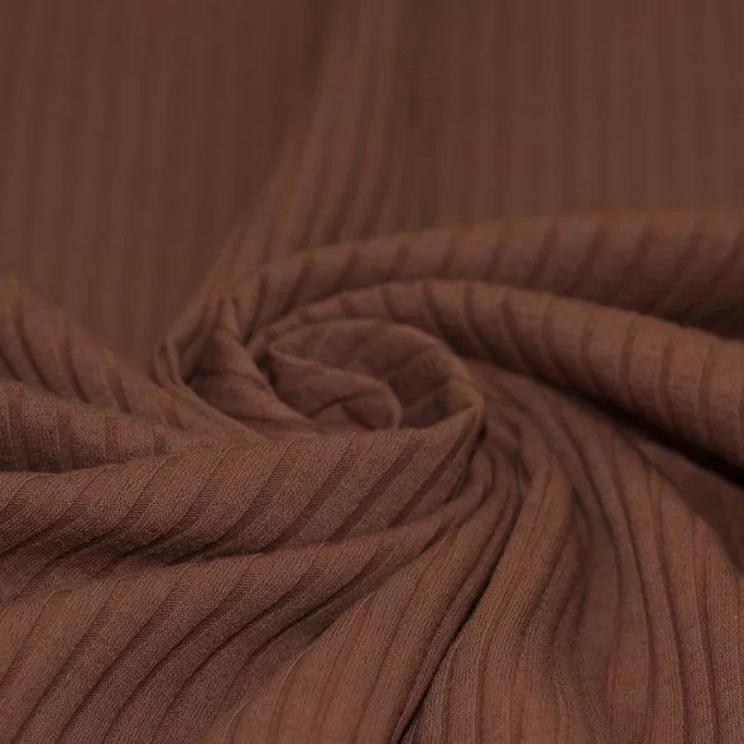 Wide Drop Needle Rib Fabric Light Brown - (Jersey Fabrics)