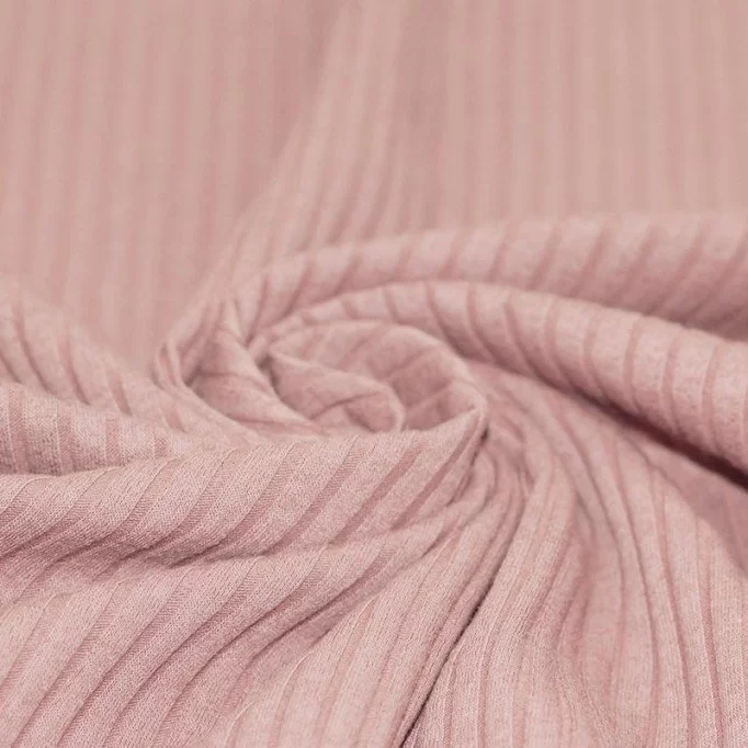 Brede Rib Jersey Stof Nude Roze - (Jersey Stoffen)