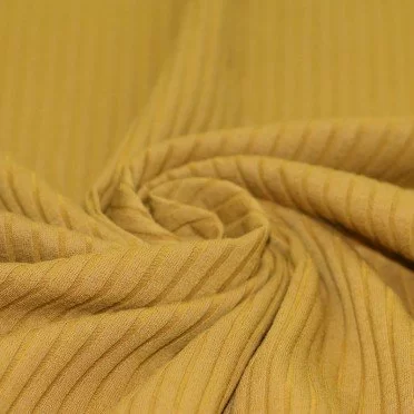 Brede Rib Jersey Stof Oker - (Jersey Stoffen)