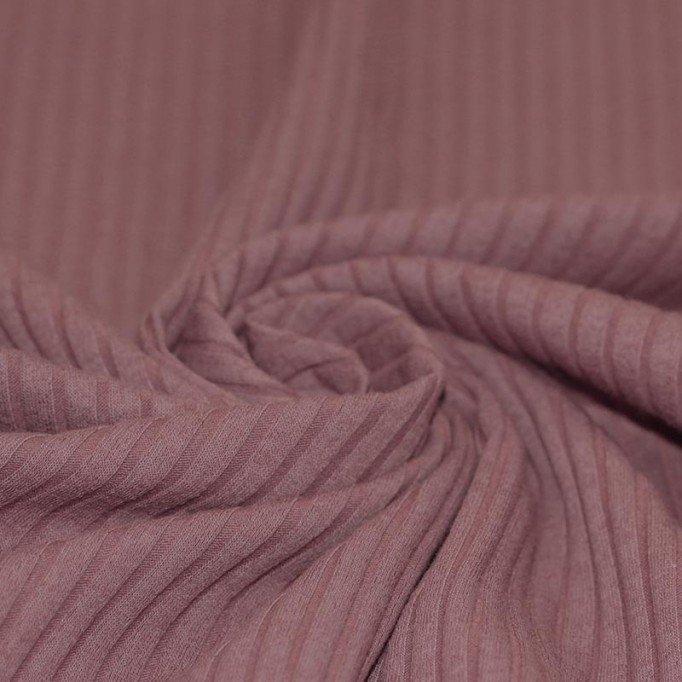 Tissu Maille Tricot à Grosses Cotes Vieux Mauve - (Tissus Jersey)