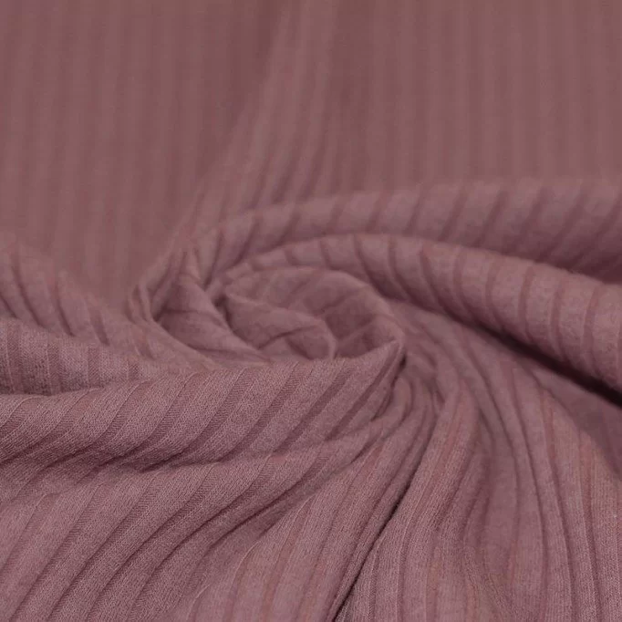 Brede Rib Jersey Stof Oud Mauve - (Jersey Stoffen)