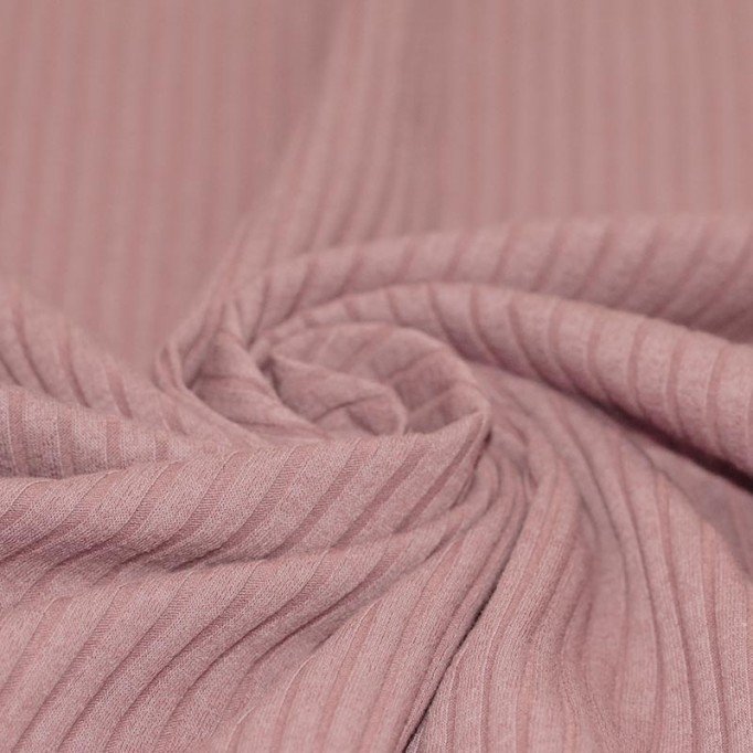 Tissu Maille Tricot à Grosses Cotes Vieux Rose - (Tissus Jersey)