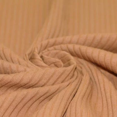 Tissu Maille Tricot à Grosses Cotes Pêche - (Tissus Jersey)