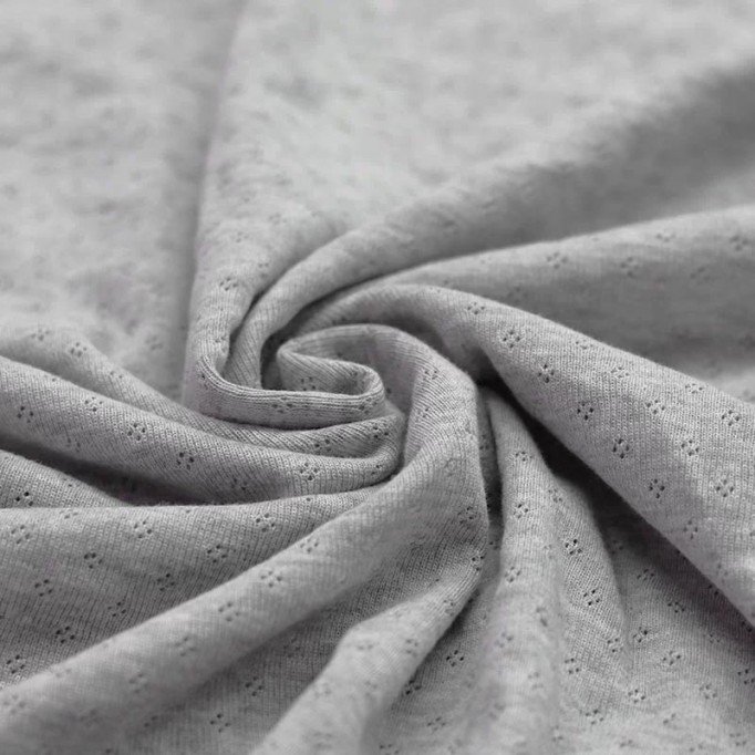 Pointelle Cotton Jersey Fabric (Mini) Grey Melange - (Jersey Fabrics)