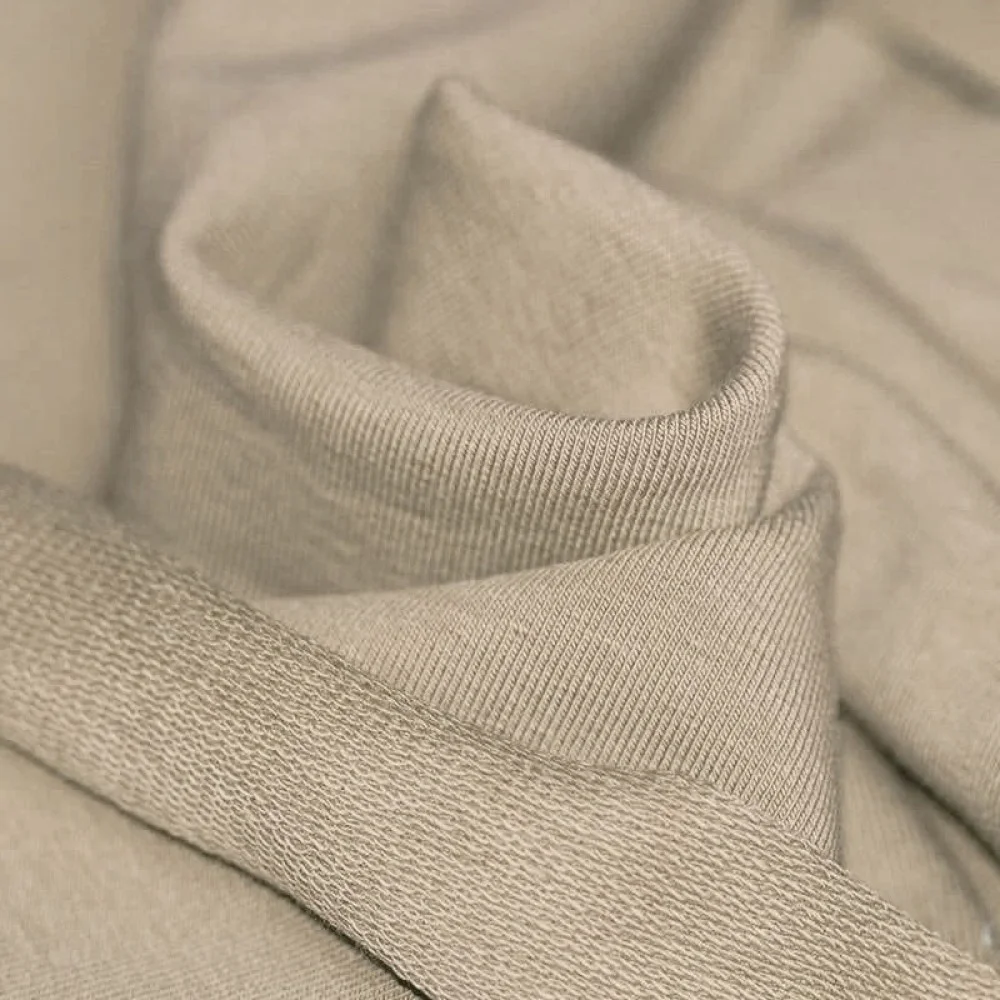 French Terry Stof Donker Beige