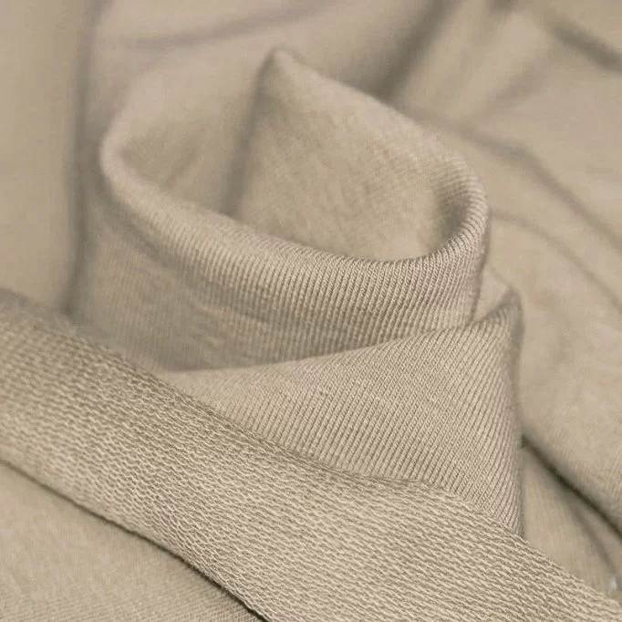 Sommersweat Stoff Dunkel Beige  - (Sommersweat Stoff)