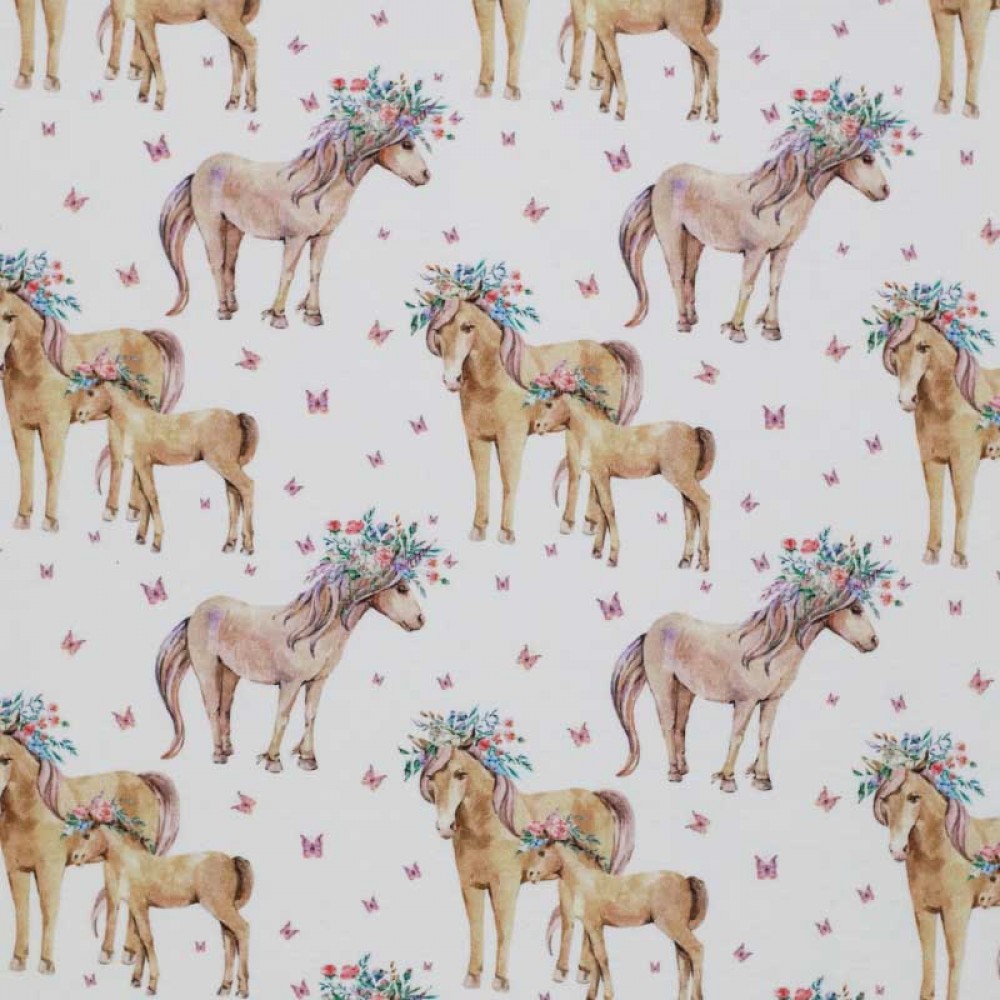 Bomuldjersey Digital Print - Ponyer