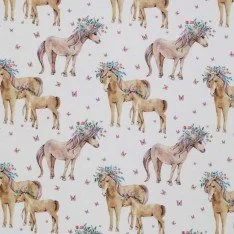 Jersey Di Cotone Stampa Digitale - Pony
