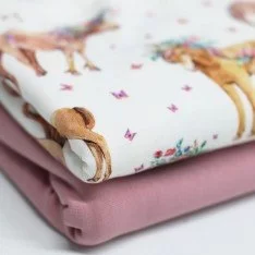 Jersey Di Cotone Stampa Digitale - Pony