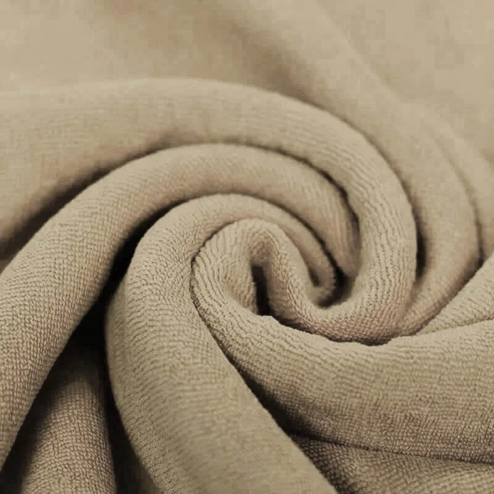 Tessuto Spugna Elastica Beige Scuro