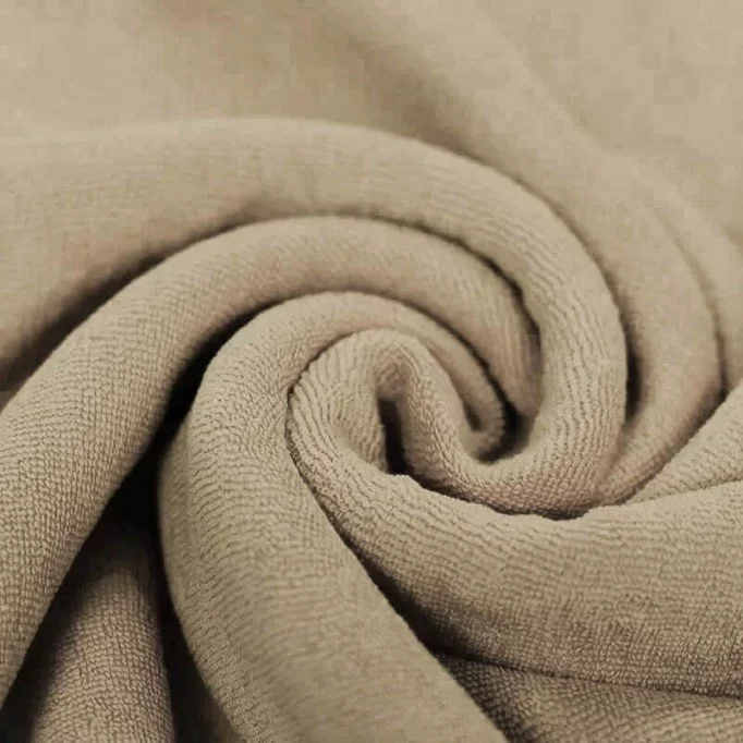 Frottee Stoff Stretch Dunkel Beige  - (Frottee Stoff Stretch)