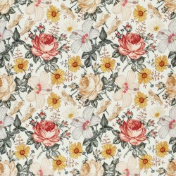 Jersey Cotton Fabric Digital Print - English Garden Ecru