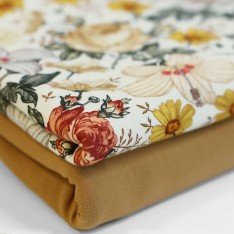 Jersey Cotton Fabric Digital Print - English Garden Ecru