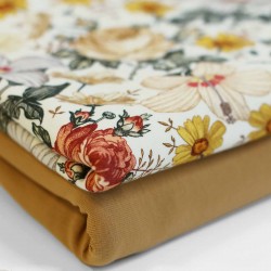 Jersey Cotton Fabric Digital Print - English Garden Ecru