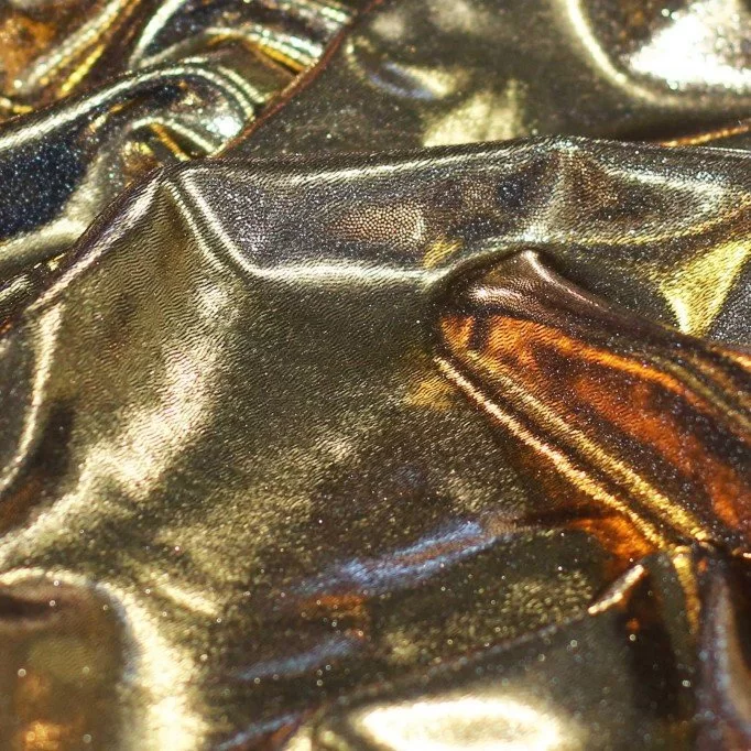 Hologram Lycra Stof Mystic Zwart Goud - (Hologram Stoffen)