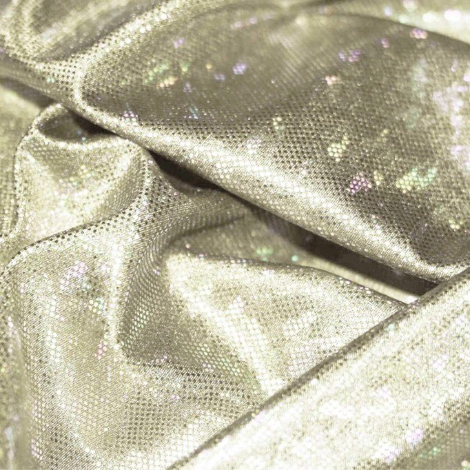 Tissu Hologramme Feuille Beige Clair - (Tissu Hologramme )