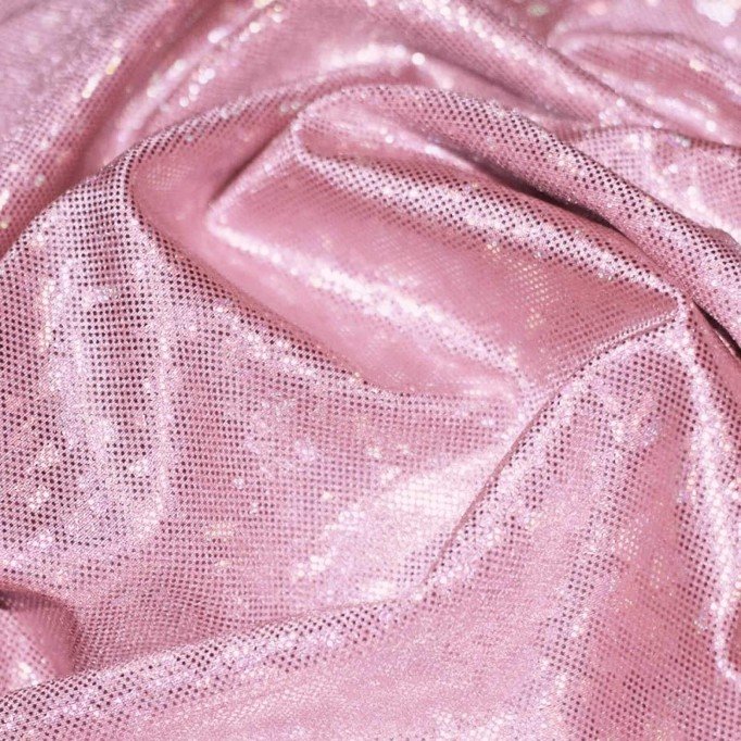 Tissu Hologramme Feuille Rose Clair - (Tissu Hologramme )